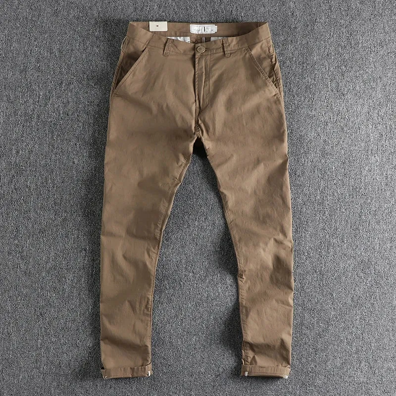 Retro Thin Woven Business Casual Pants: Fashionable, Simple, Slim Straight Trousers