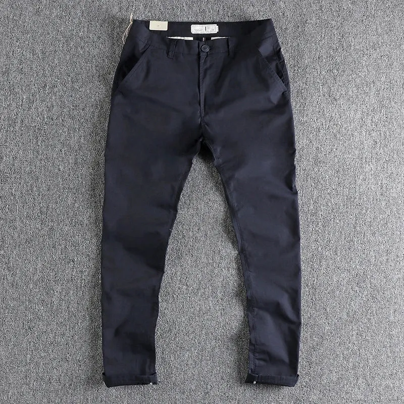 Retro Thin Woven Business Casual Pants: Fashionable, Simple, Slim Straight Trousers