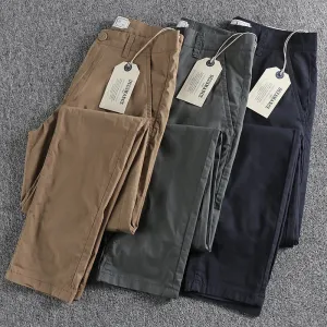 Retro Thin Woven Business Casual Pants: Fashionable, Simple, Slim Straight Trousers
