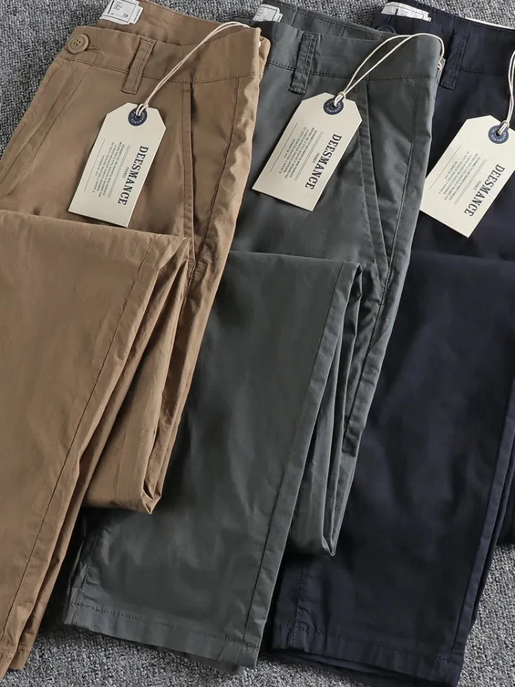Retro Thin Woven Business Casual Pants: Fashionable, Simple, Slim Straight Trousers