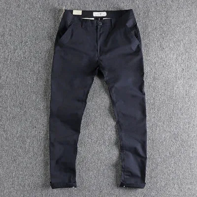 Retro Thin Woven Business Casual Pants: Fashionable, Simple, Slim Straight Trousers