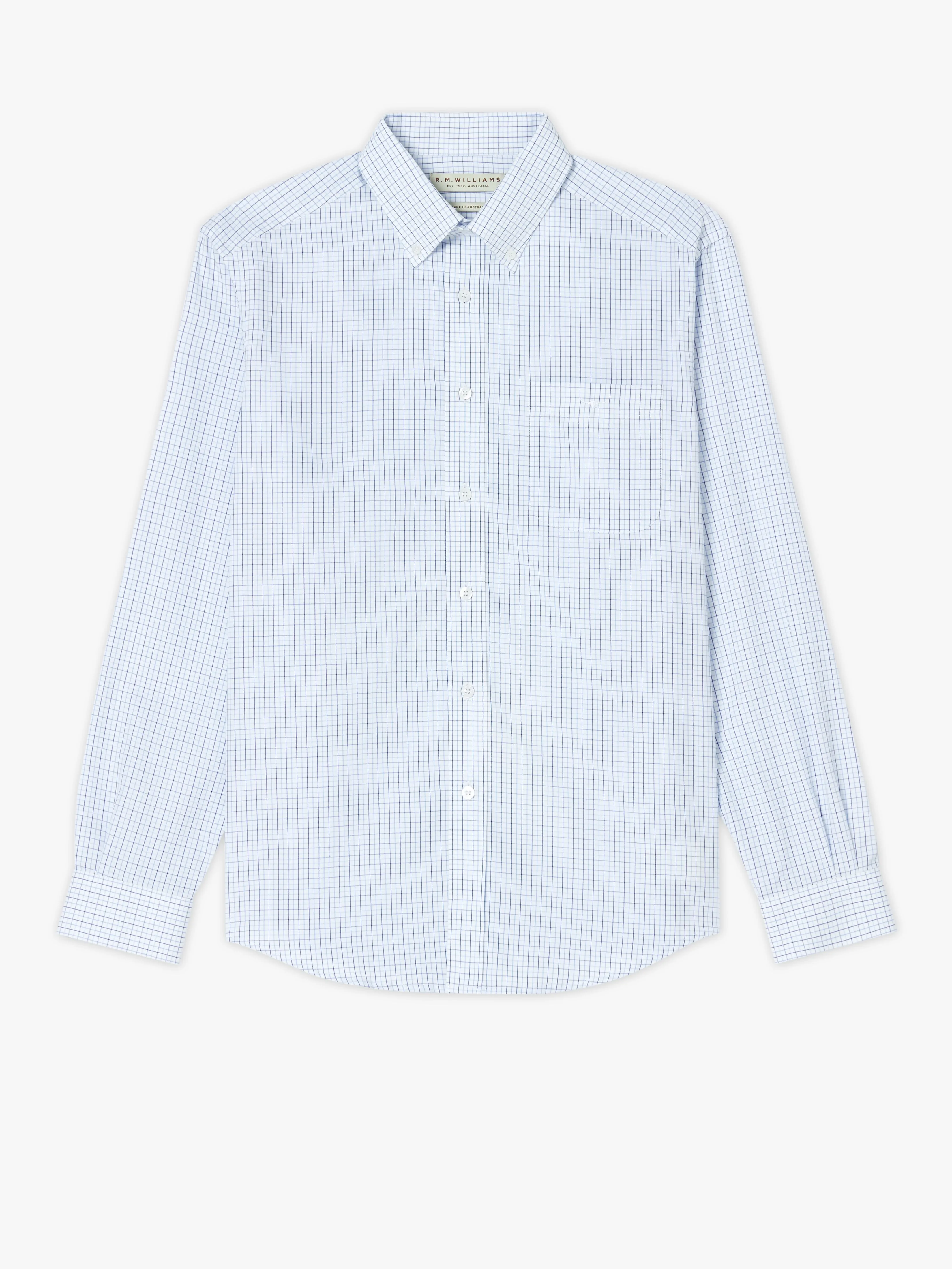 R.M. Williams Milton Shirt - White/Navy/Blue