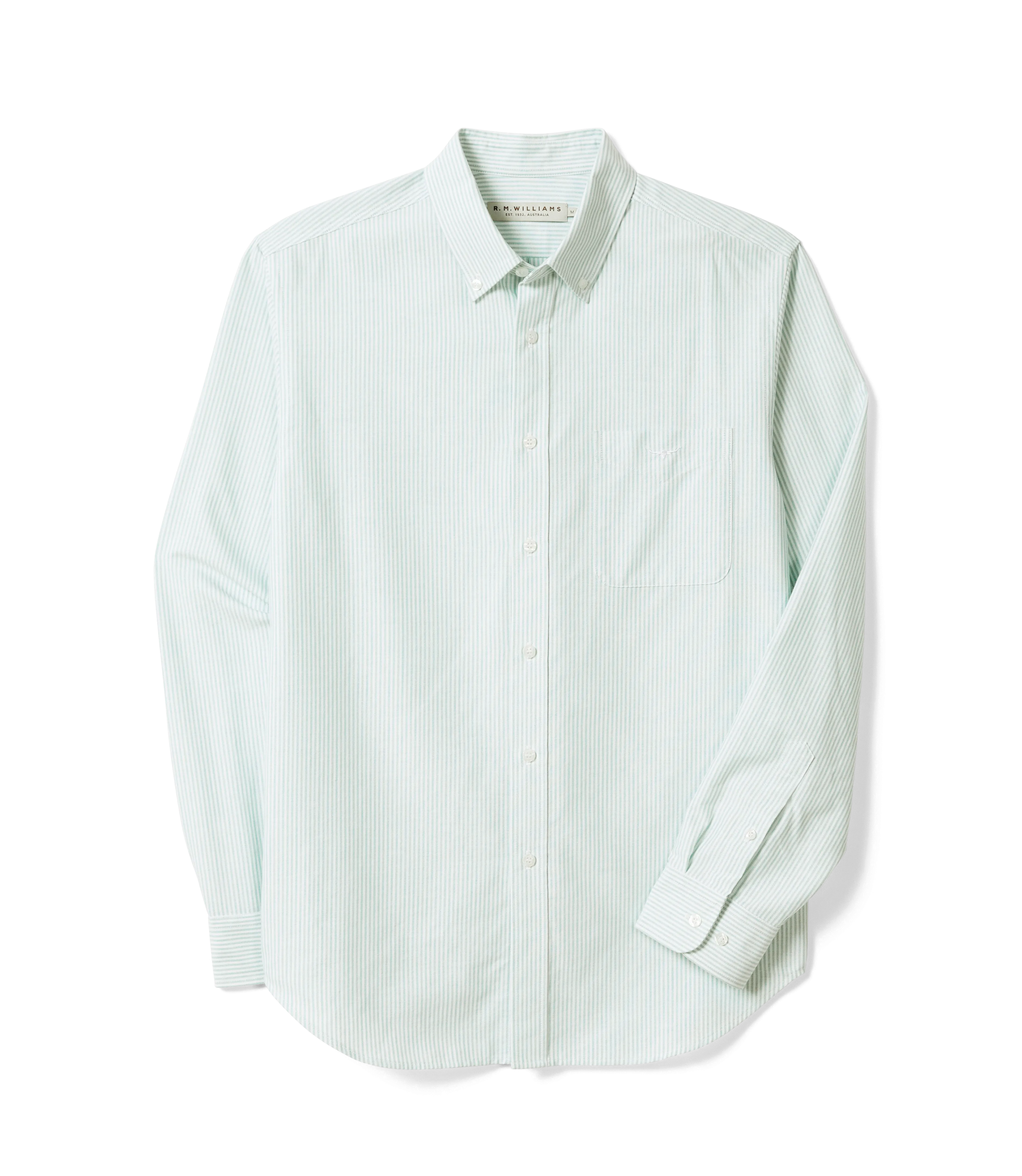 R.M. Williams Regular Oxford Shirt - Green/White