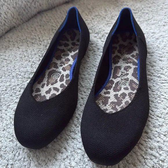 Rothy’s Round Toe Ballet Flat Shoes Women’s Black‎ Size 8