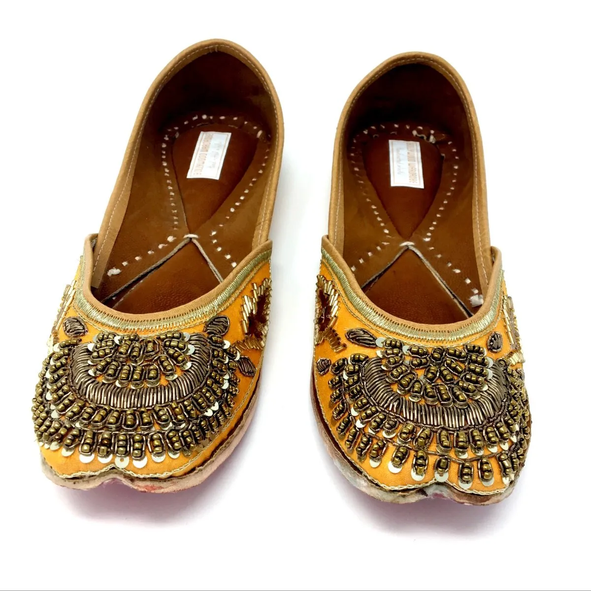 Rust Color Punjabi Jutti / Shoes With Zari Embroidery