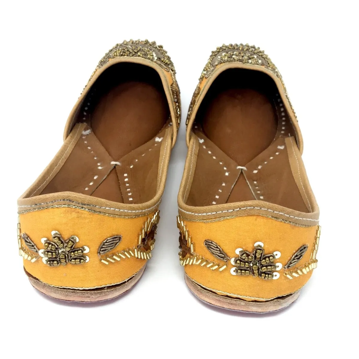 Rust Color Punjabi Jutti / Shoes With Zari Embroidery