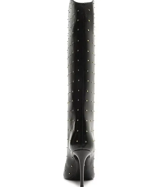 Schutz Maryana Leather Studded Boots - Black