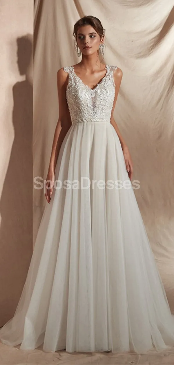 See Through Cap-Sleeves A-line Cheap Wedding Dresses Online, Cheap Bridal Dresses, WD579