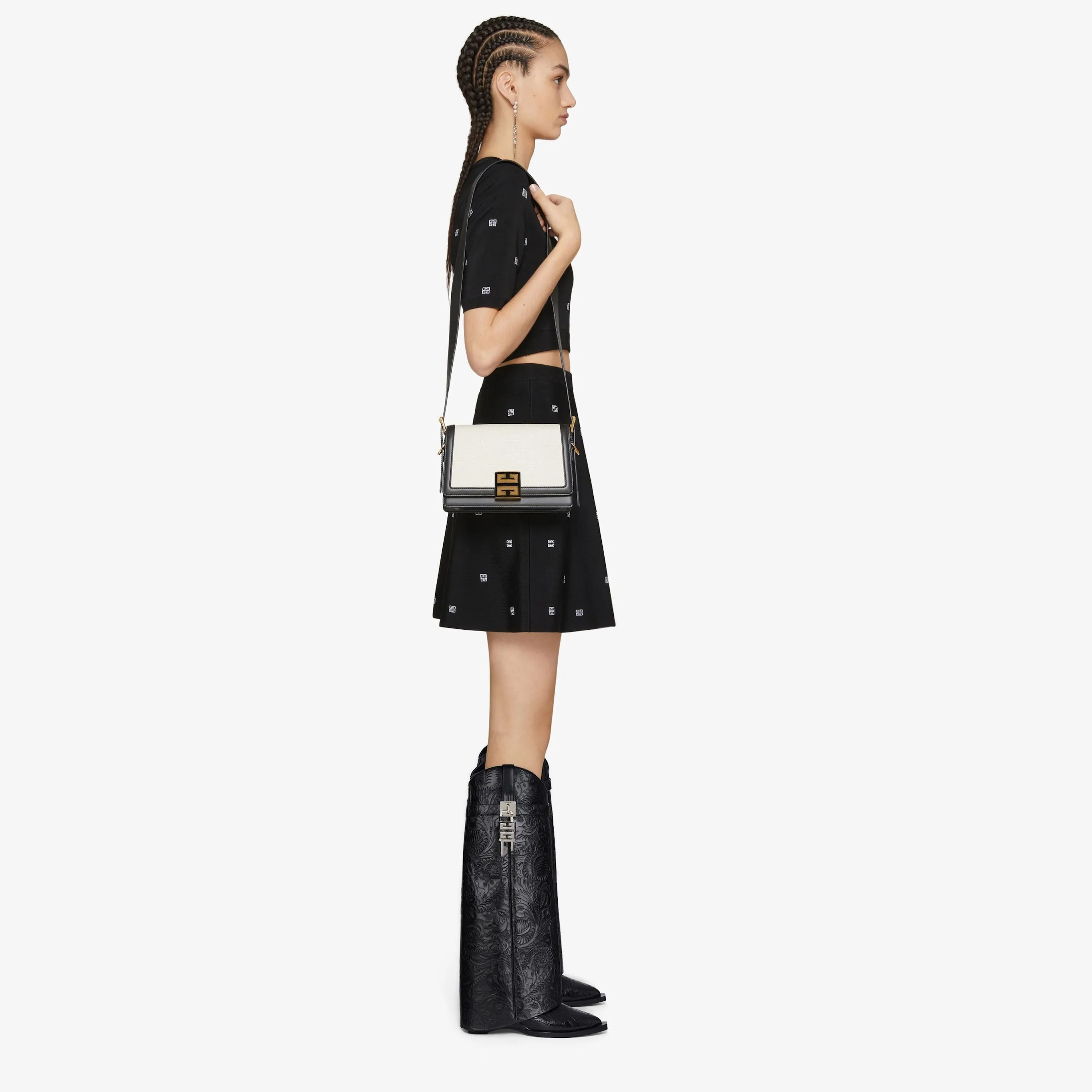 Shark Lock Cowboy boots in leather with western pattern