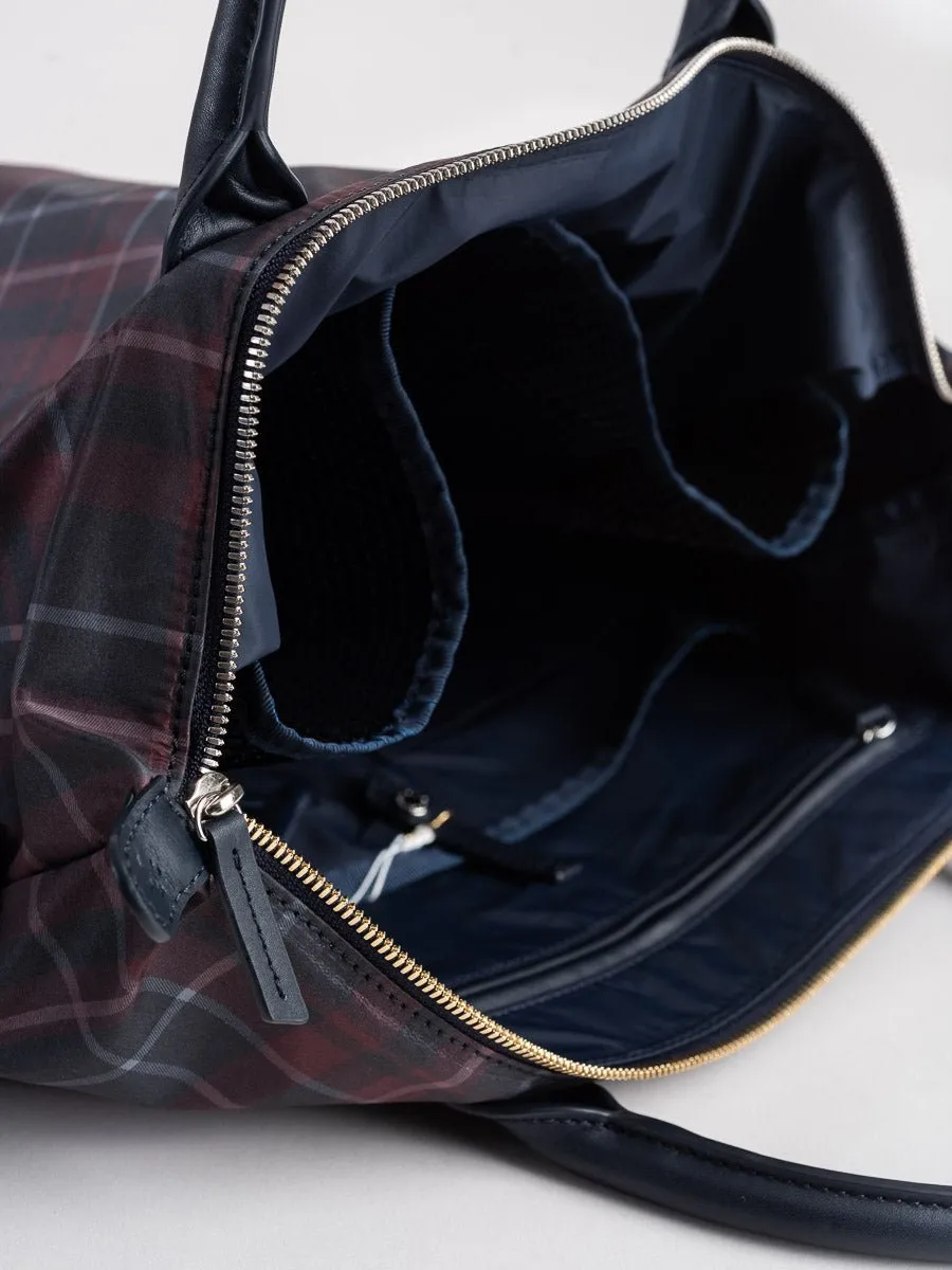 shopper tote - navy tartan