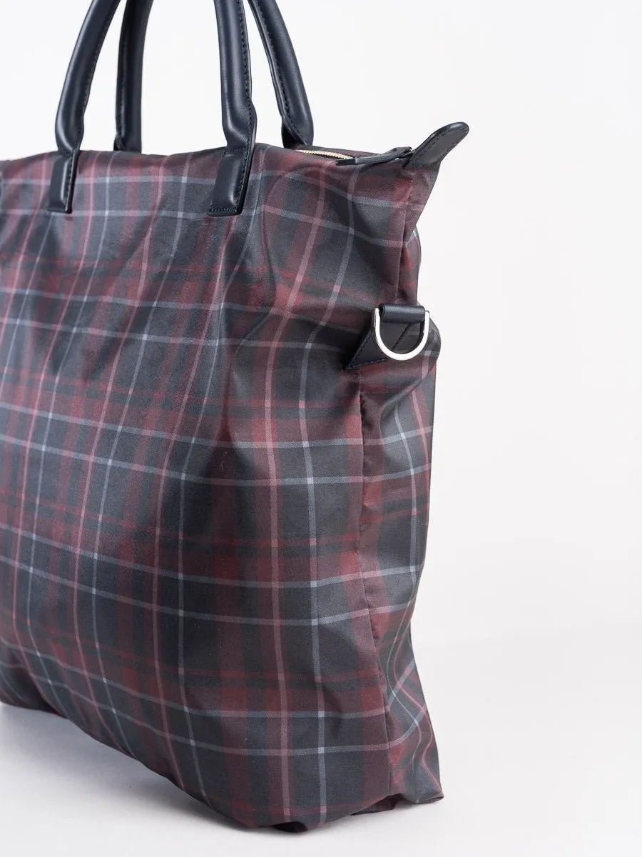 shopper tote - navy tartan
