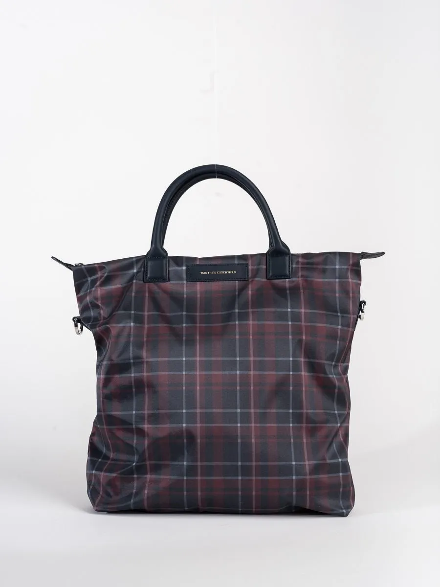 shopper tote - navy tartan