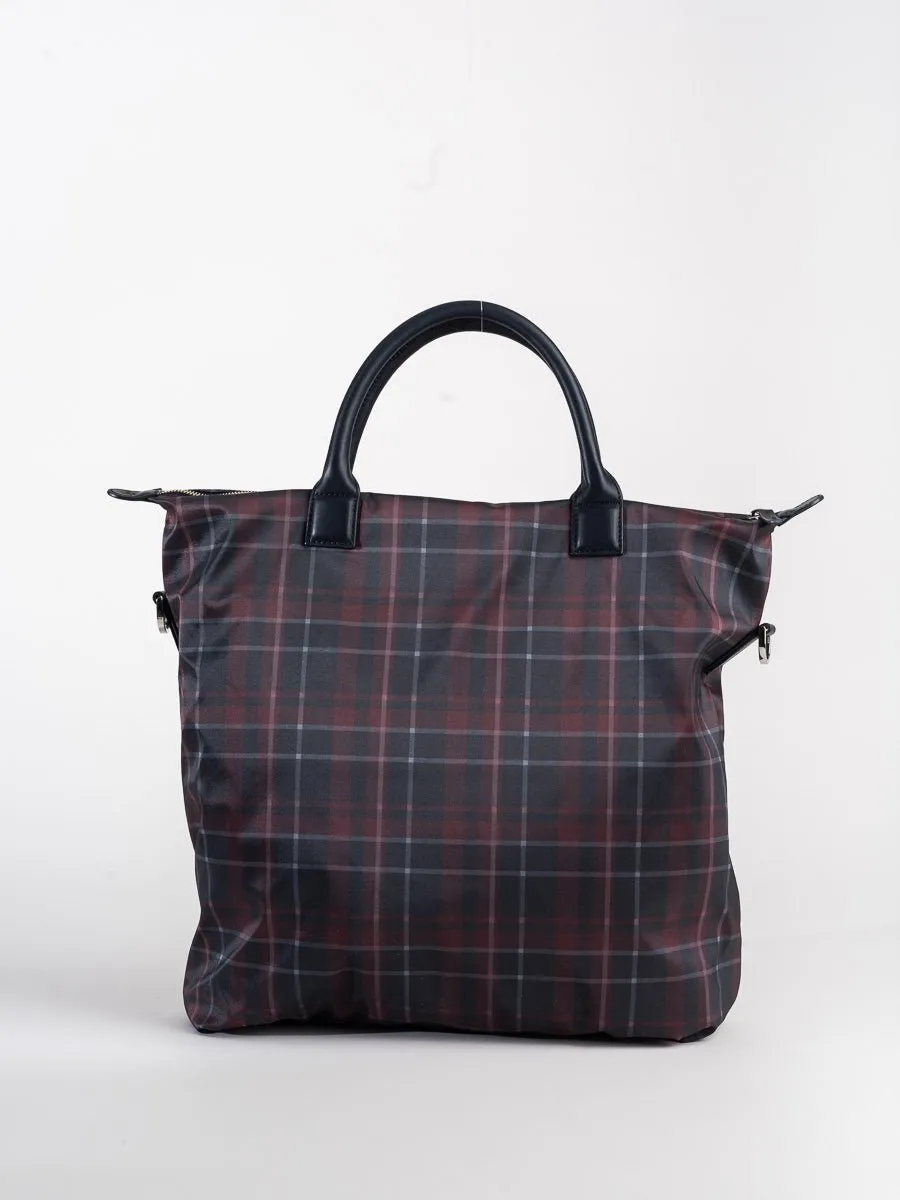 shopper tote - navy tartan