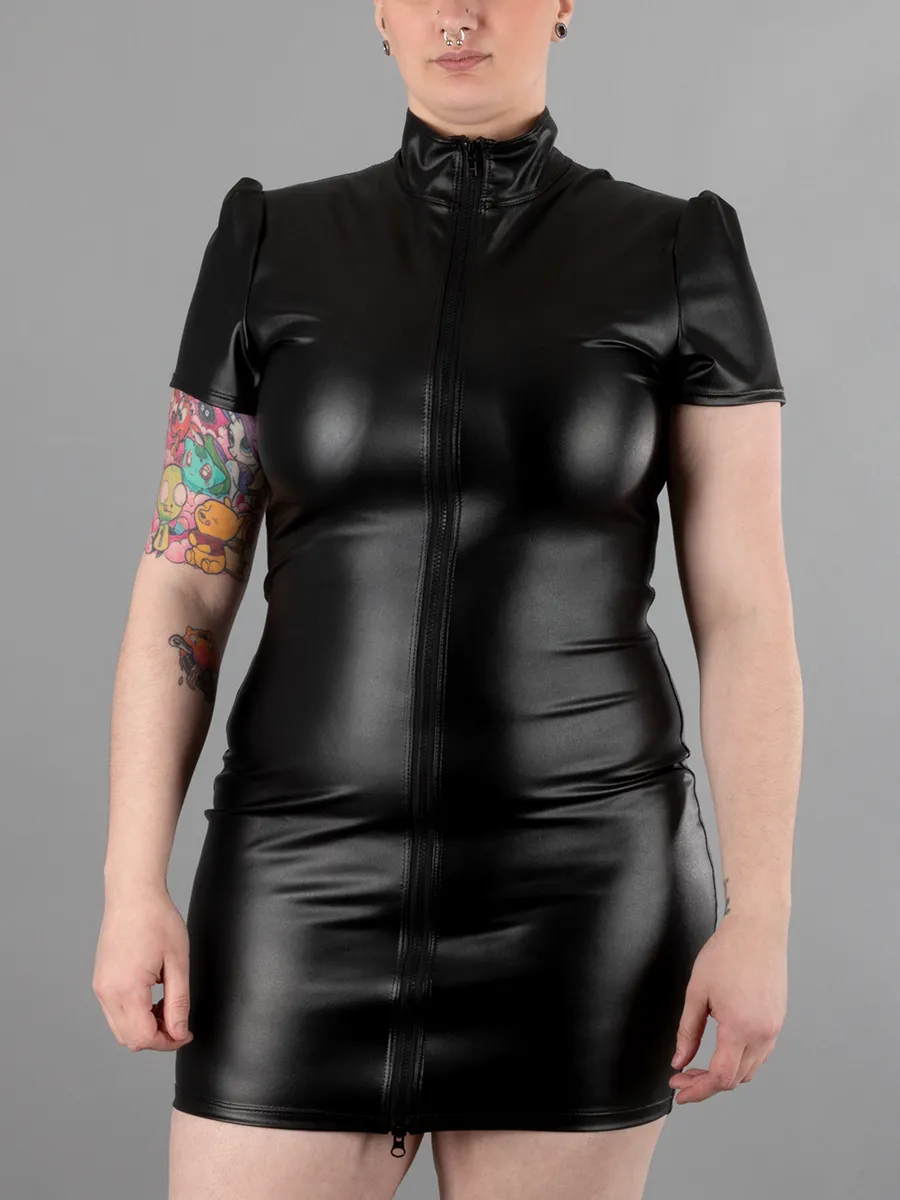 Short Sleeve Vegan Leather Dress