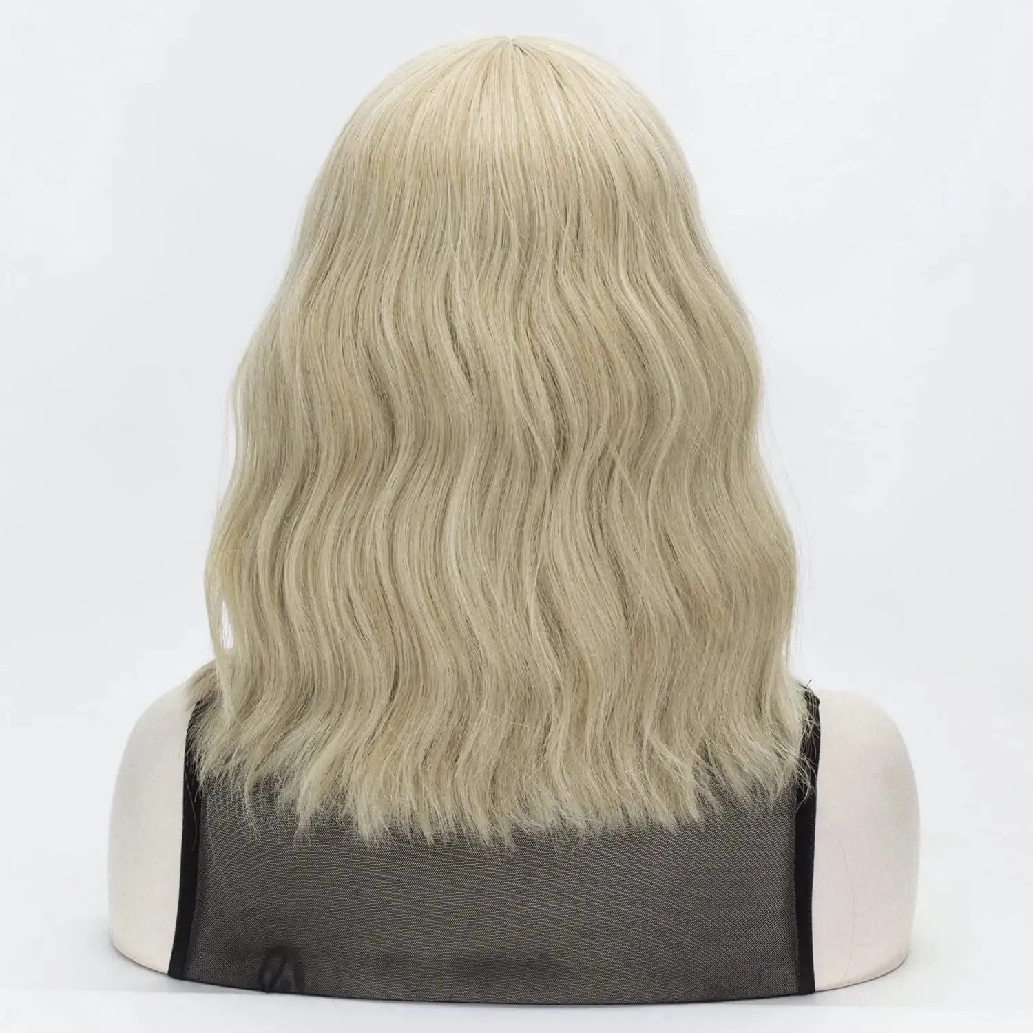 Short Wavy Blonde Wig With Bang
