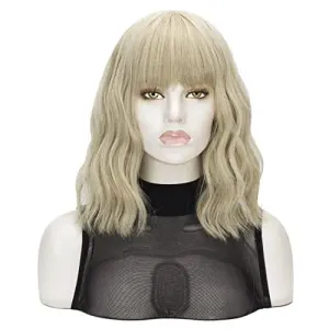Short Wavy Blonde Wig With Bang