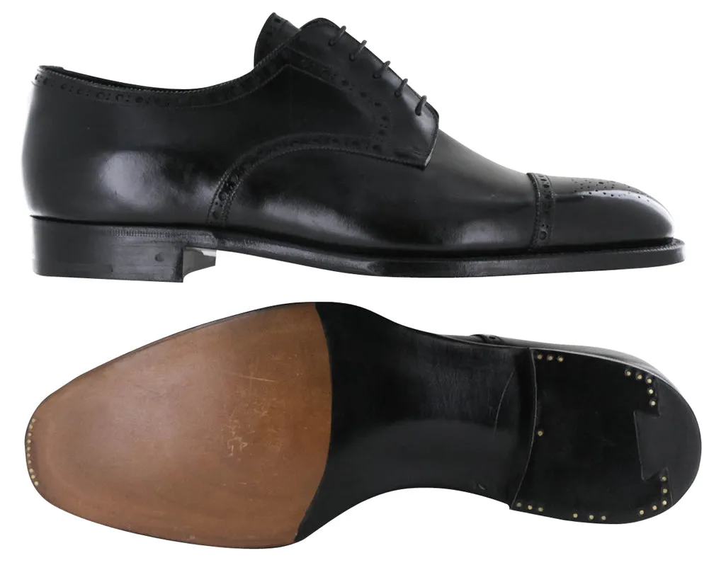 Silvano Lattanzi Black Cap Toe Derby Shoes