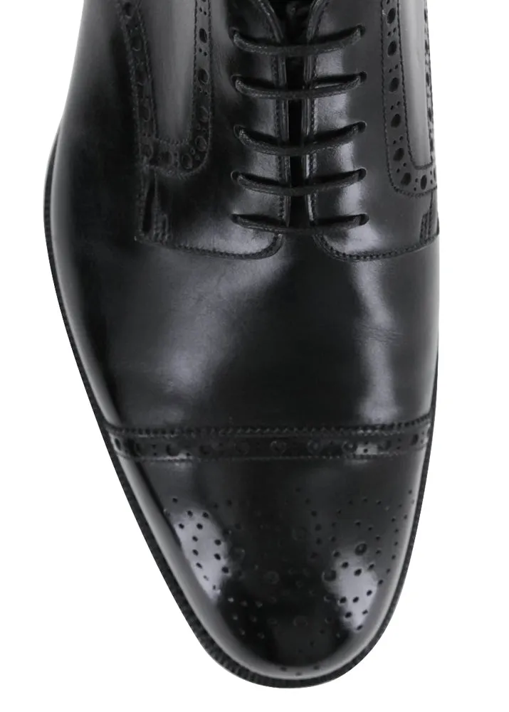 Silvano Lattanzi Black Cap Toe Derby Shoes