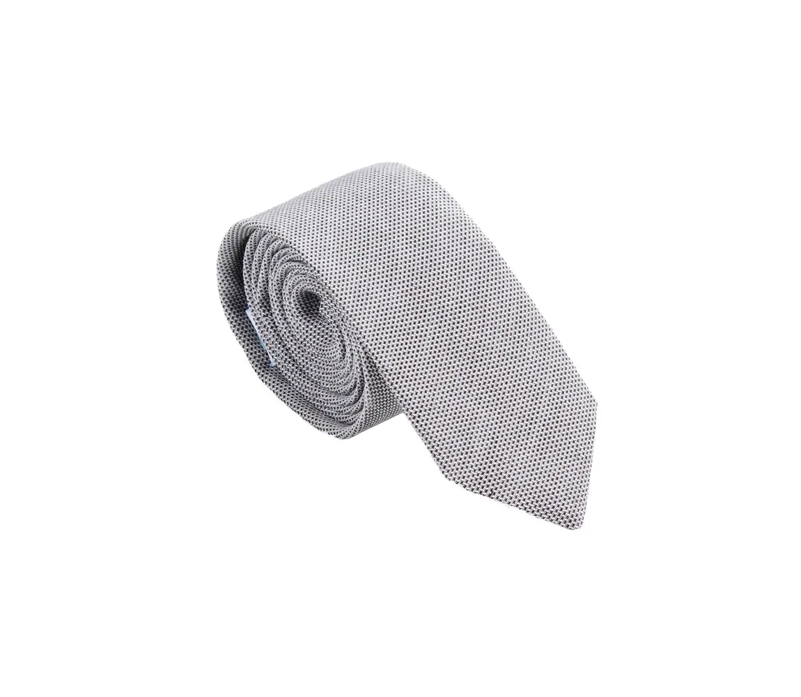 Skinny Grey Pinpoint Oxford Tie