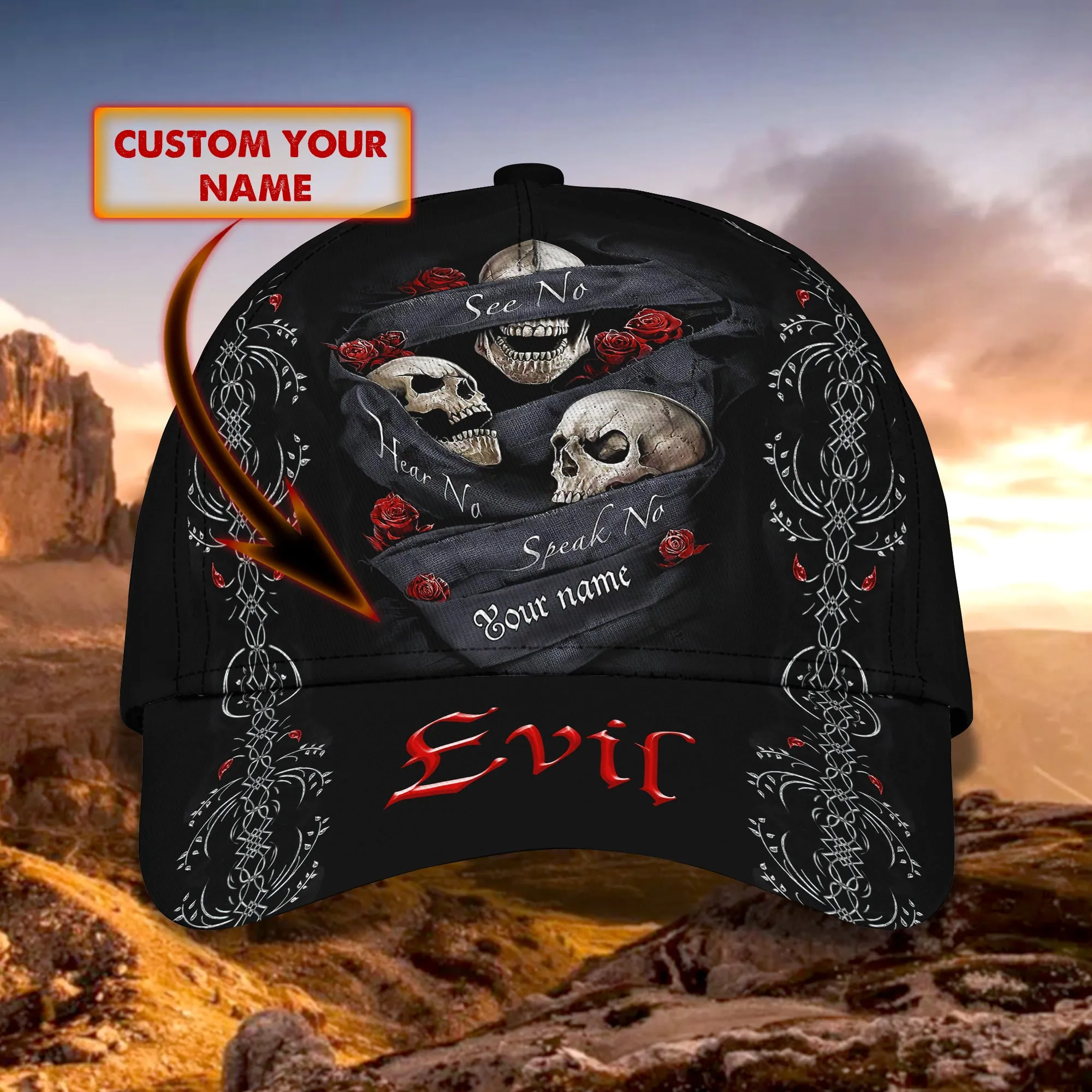 Skull 1 - Personalized Name Cap - Tra96