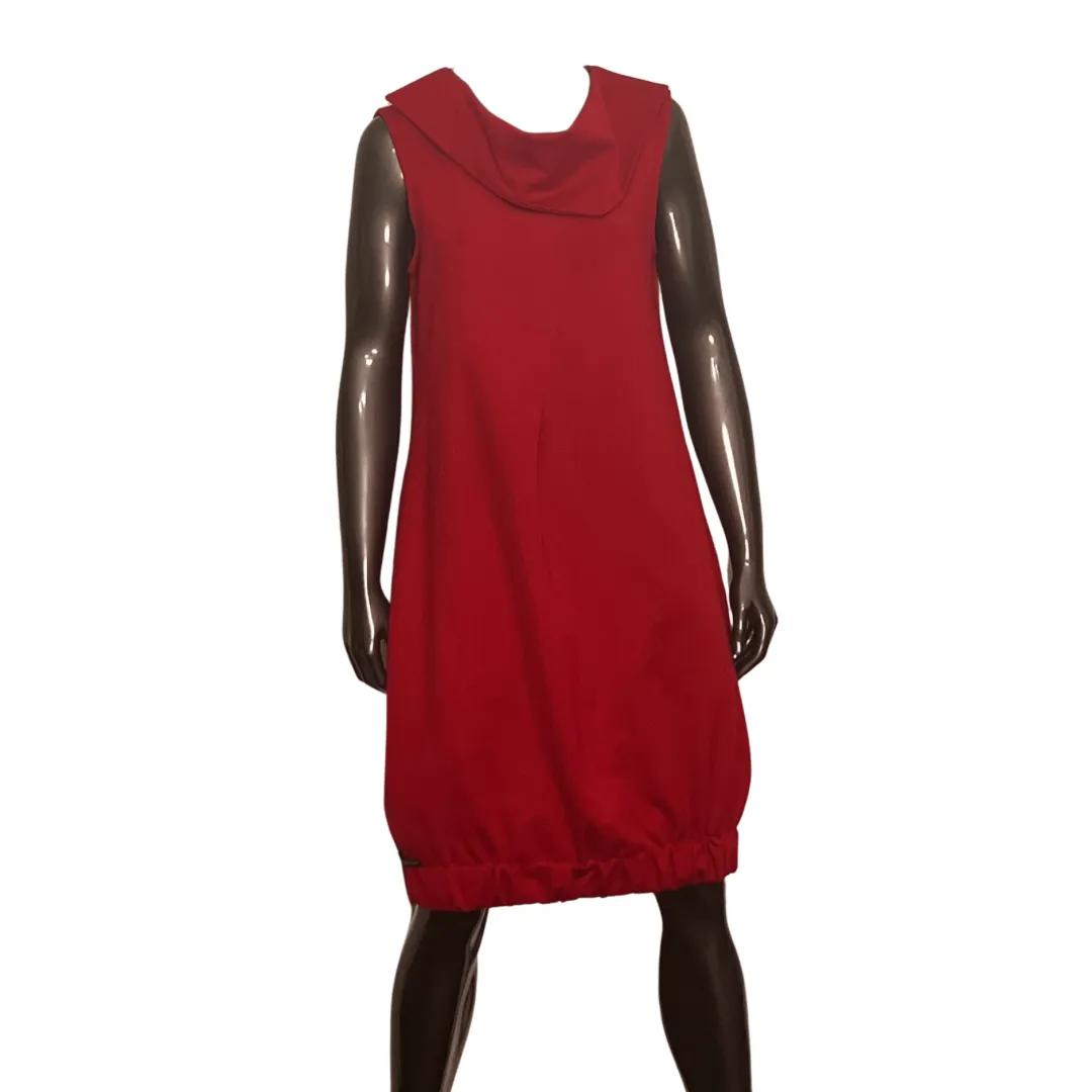 Sleeveless Deep Collar Balloon Hem Dress
