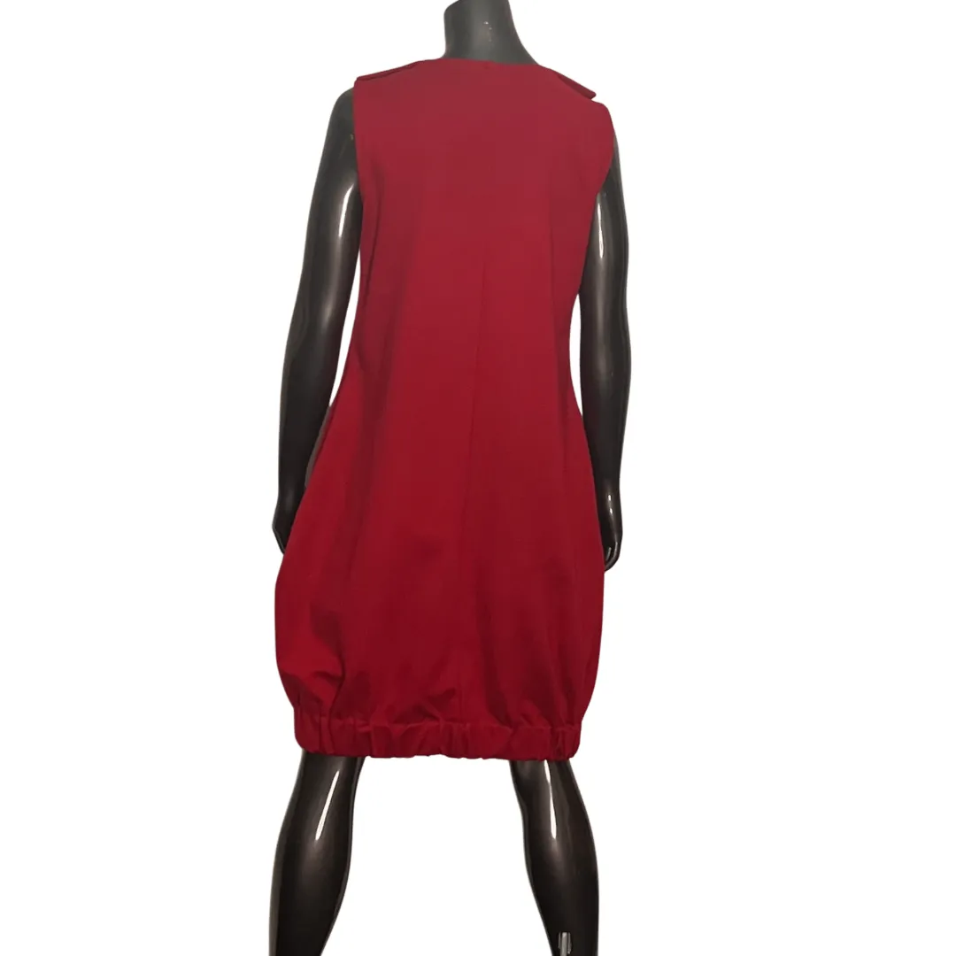 Sleeveless Deep Collar Balloon Hem Dress