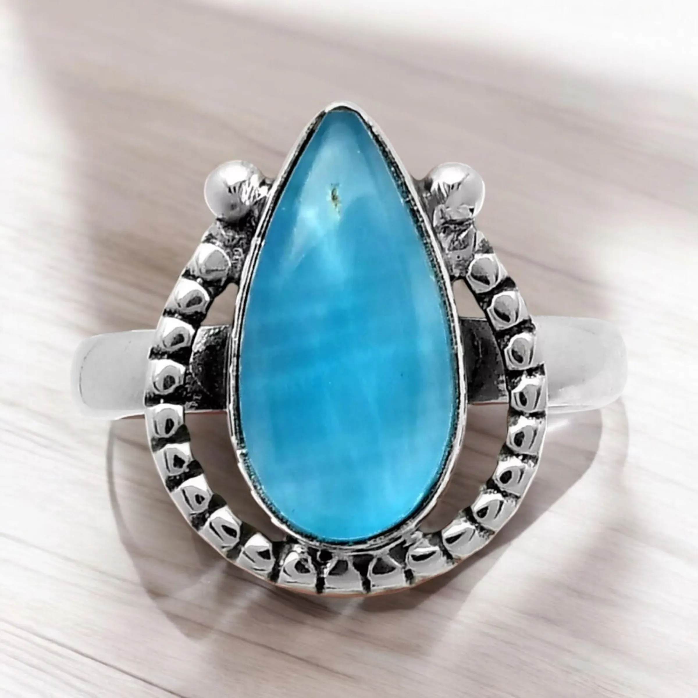 Smithsonite Solid 925 Sterling Silver Ring 7.5