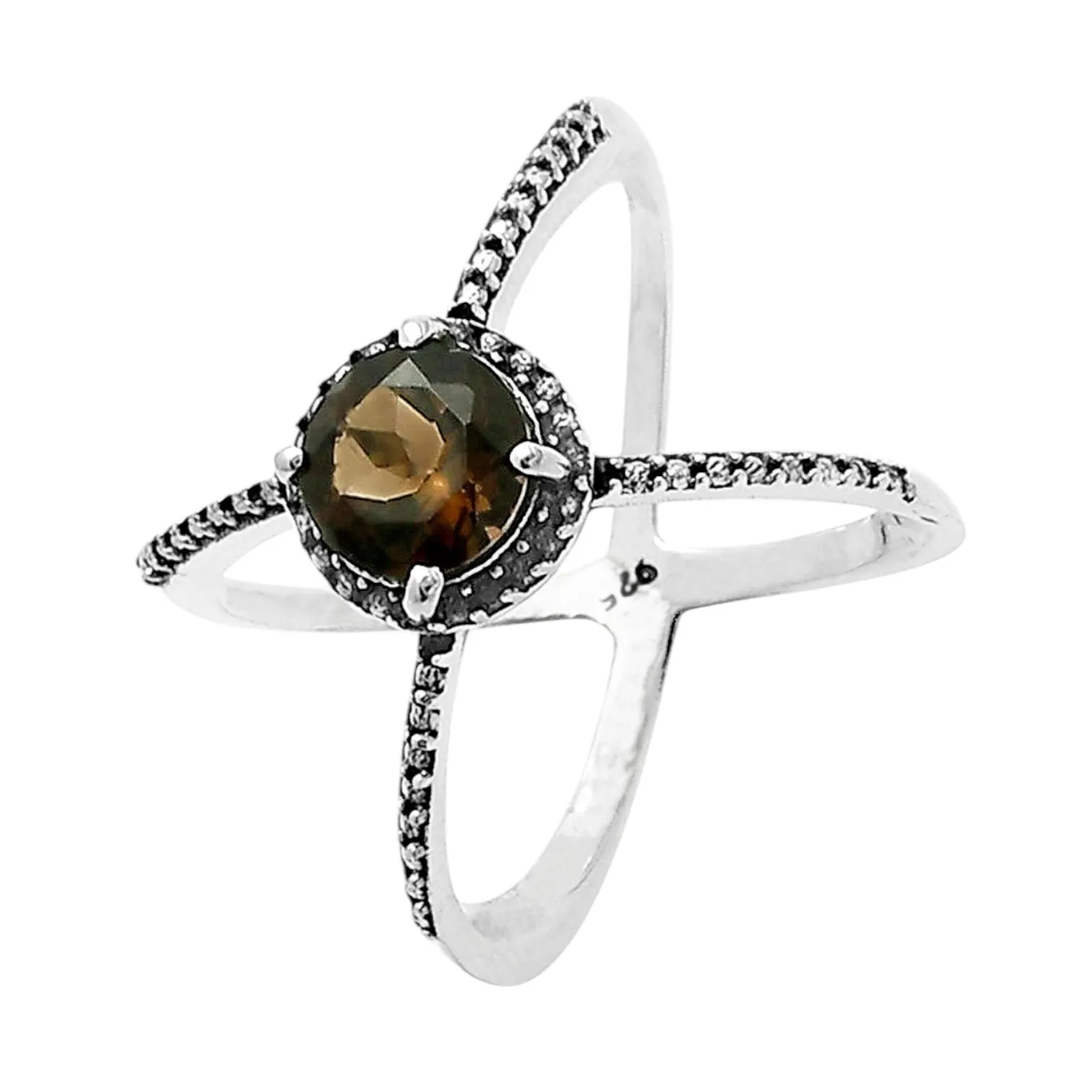Smoky Topaz Solid 925 Sterling Silver Ring 7.5