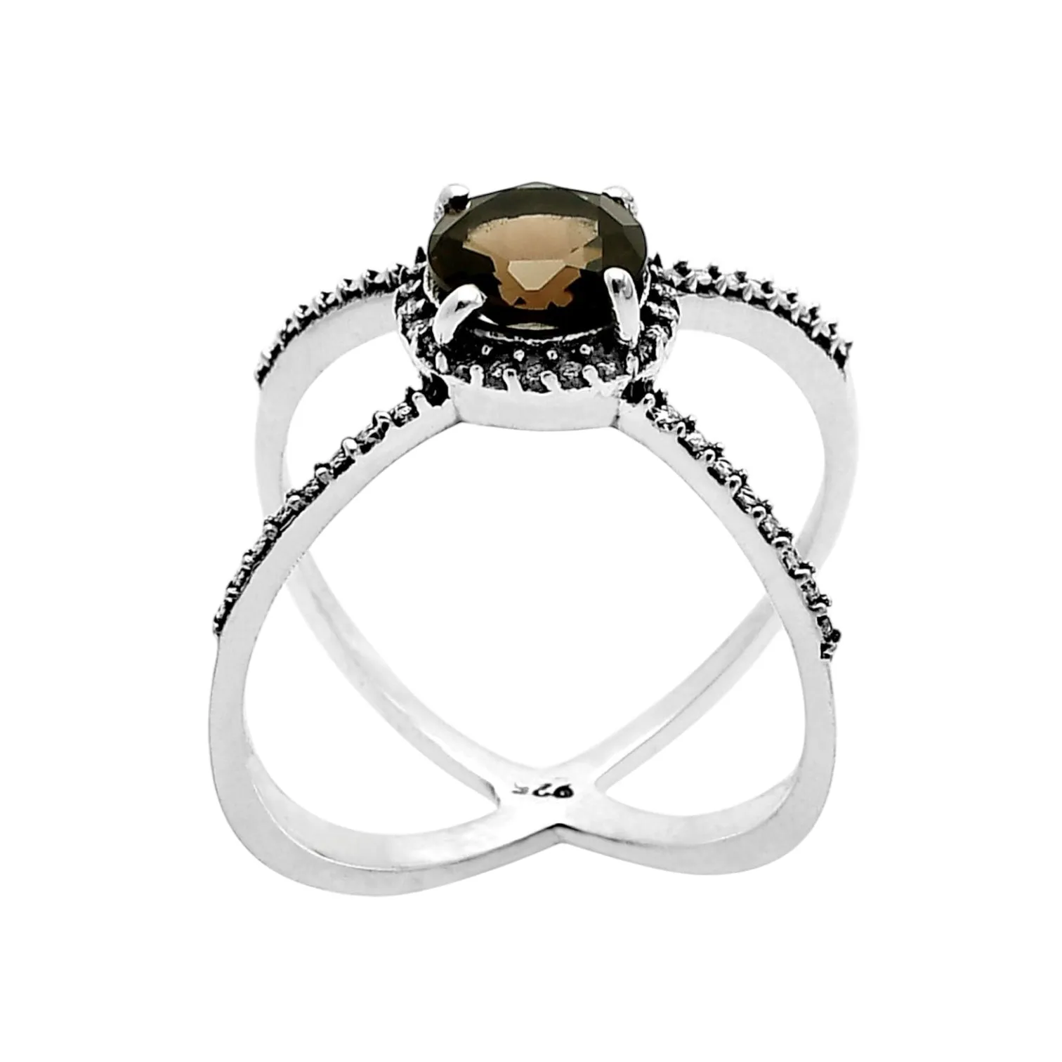 Smoky Topaz Solid 925 Sterling Silver Ring 7.5