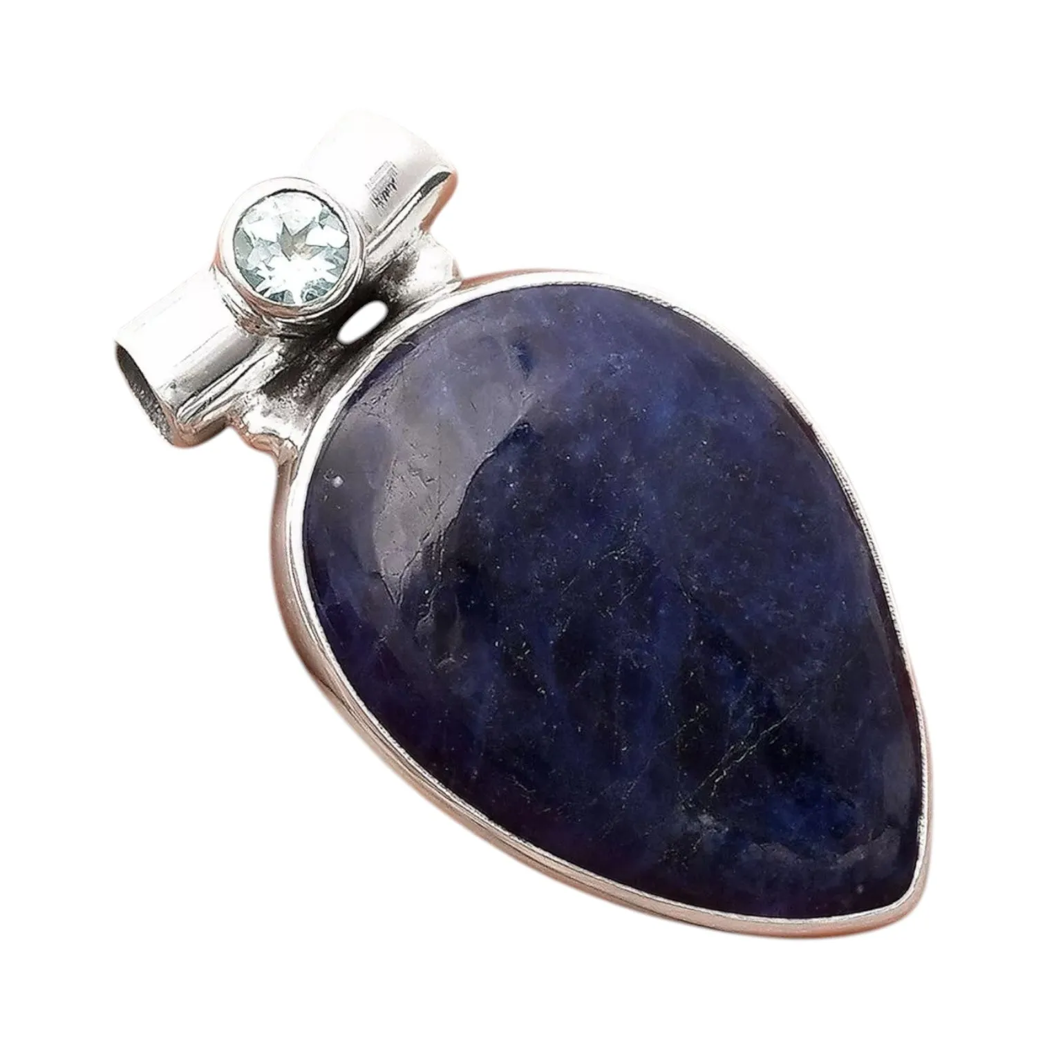 Sodalite & Blue Topaz Solid 925 Sterling Silver Pendant