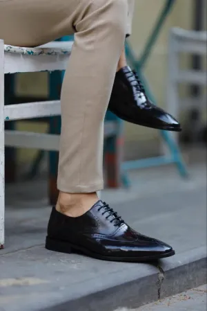 Special Design Patent Leather Black Classic Shoes - Formal Shoes
