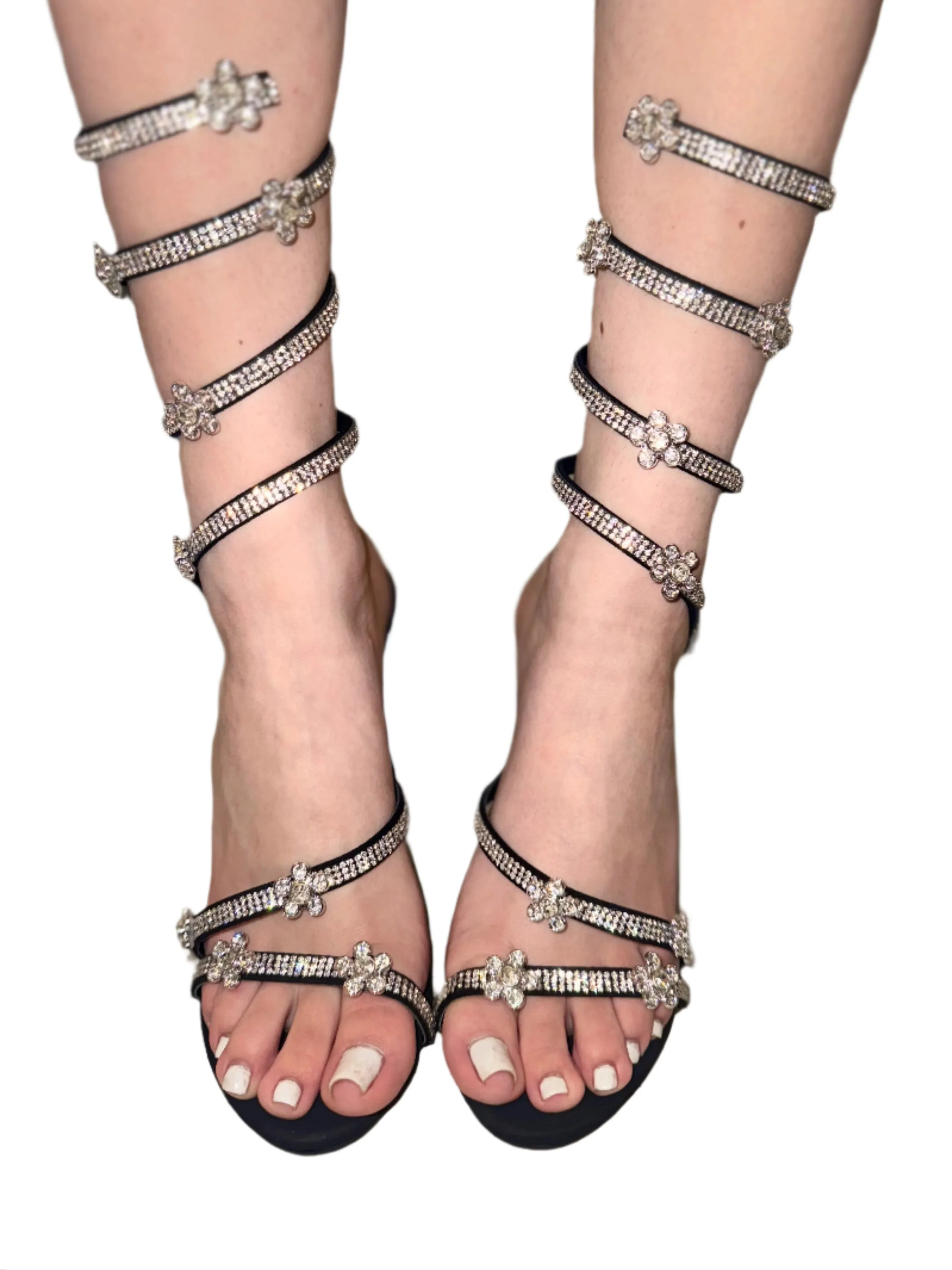 SPIRAL RHINESTONE HEEL WITH FLOWER DETAILS MORRIS-626