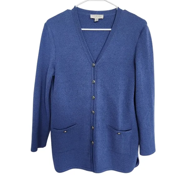 ST. JOHN SPORT Knit Wool Blend Cardigan P Cozycore Office Classic Business