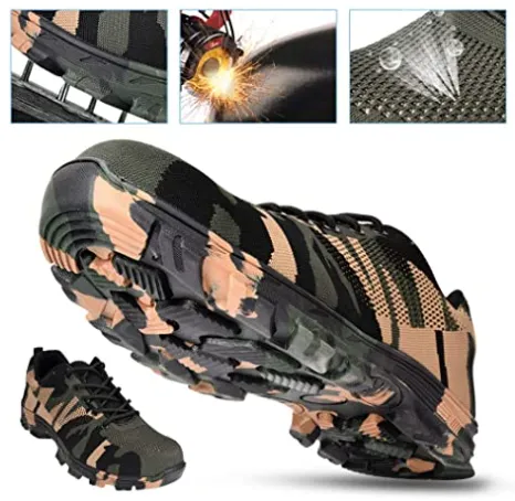 Steel Toe Cap Trainers Men Work Boots Puncture-Proof  Camouflage Lightweight Safety Boots