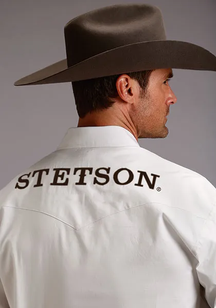 Stetson® Men's Long Sleeve Western Shirt - White Logo
