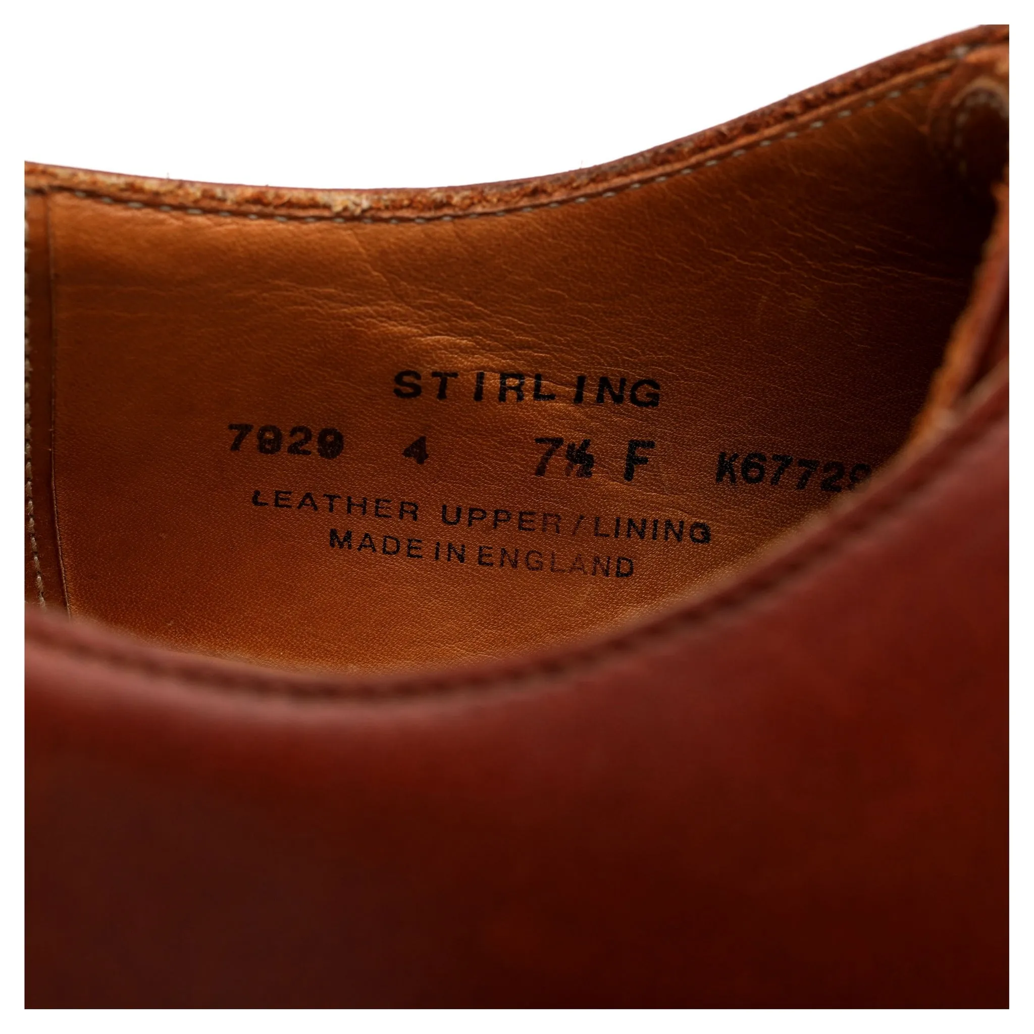 'Stirling' Tan Brown Leather Derby UK 7.5 F