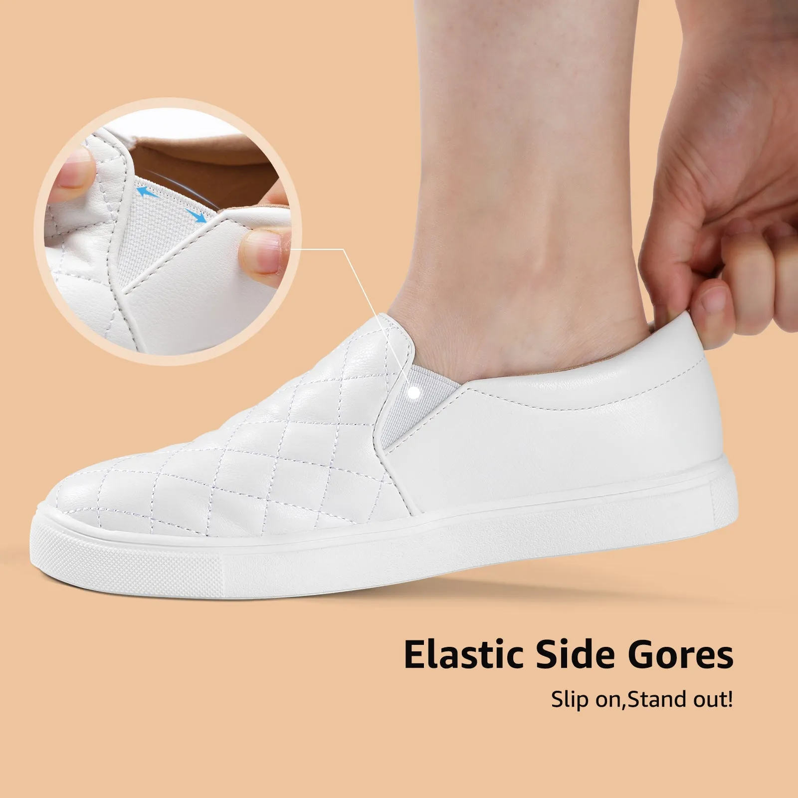 STQ Loafers for Women Memory Foam Slip On Sneakers EleeS Quilted 1.0 Comfort Fall Shoes