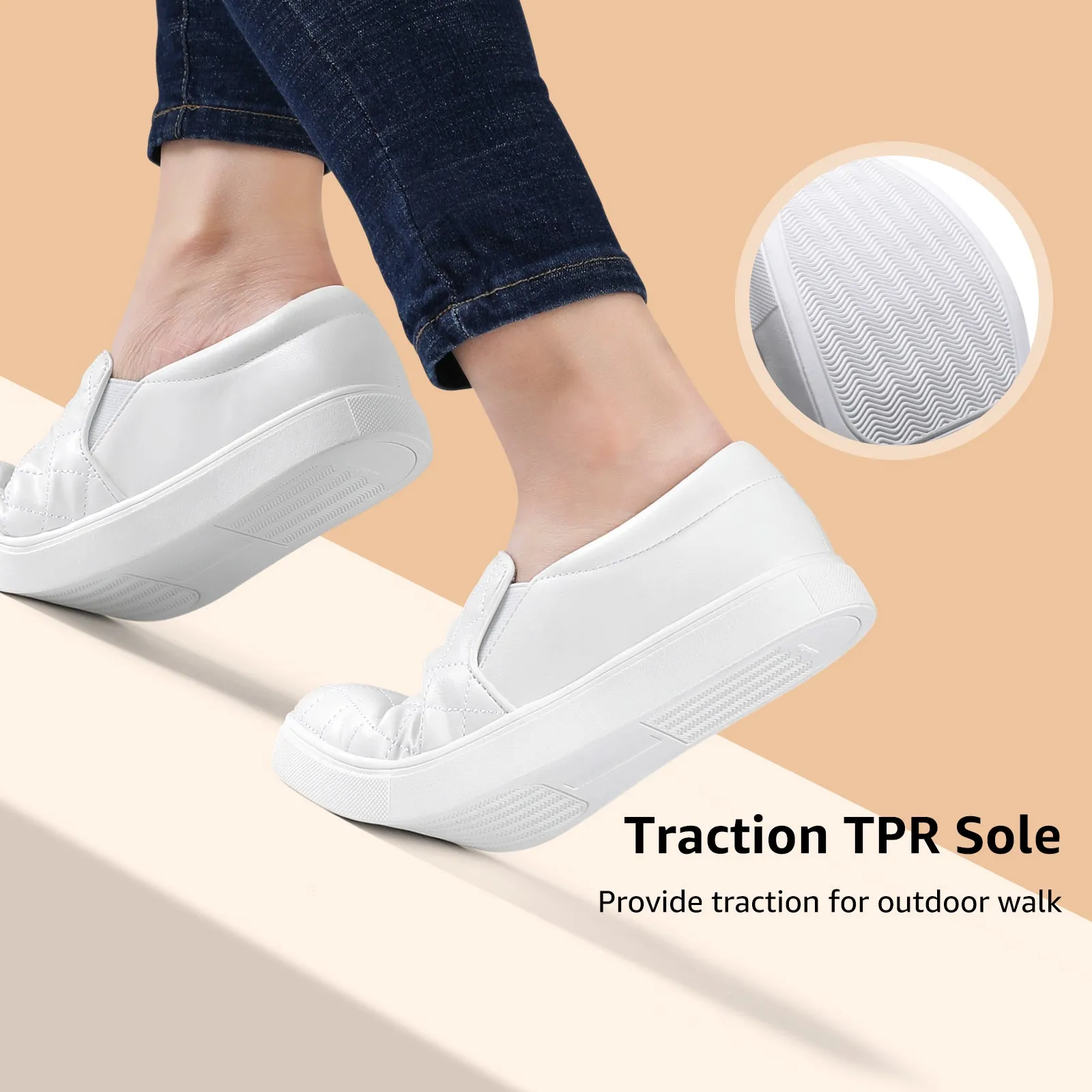 STQ Loafers for Women Memory Foam Slip On Sneakers EleeS Quilted 1.0 Comfort Fall Shoes