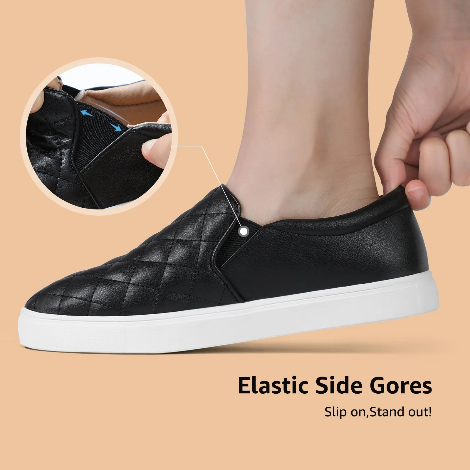 STQ Loafers for Women Memory Foam Slip On Sneakers EleeS Quilted 1.0 Comfort Fall Shoes
