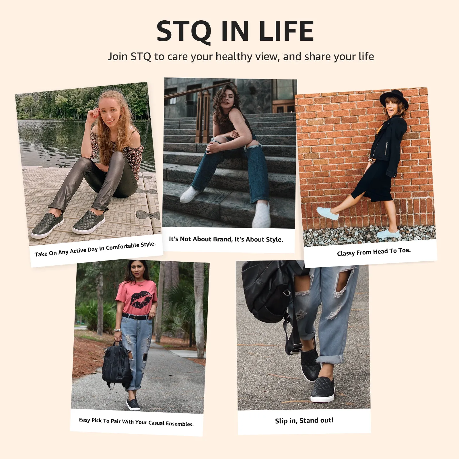 STQ Loafers for Women Memory Foam Slip On Sneakers EleeS Quilted 1.0 Comfort Fall Shoes