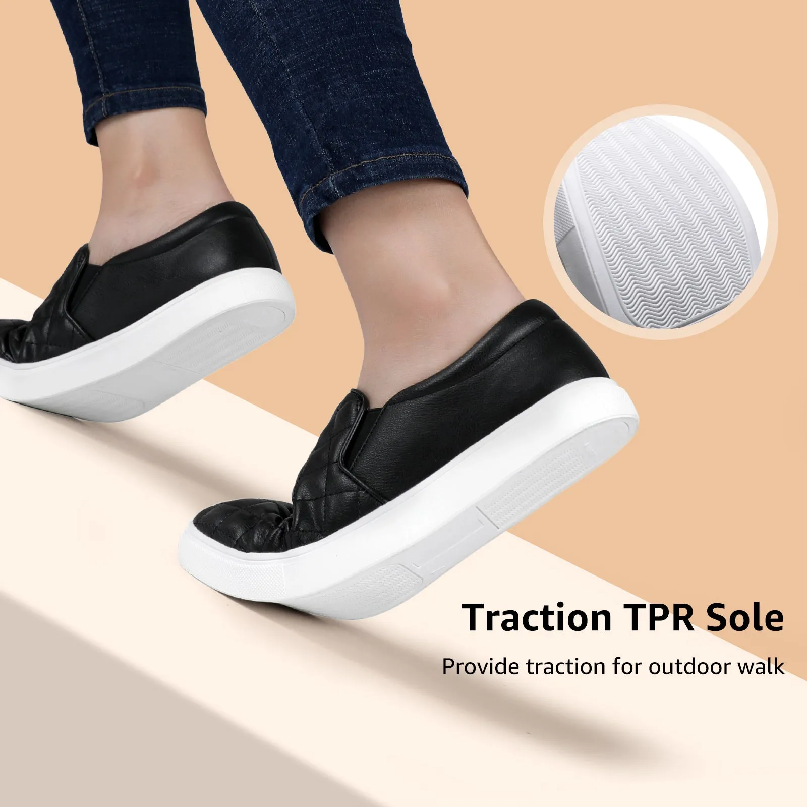 STQ Loafers for Women Memory Foam Slip On Sneakers EleeS Quilted 1.0 Comfort Fall Shoes