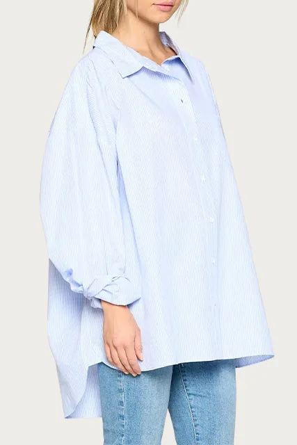 STRIPED BOYFRIEND COTTON-POPLIN SHIRT