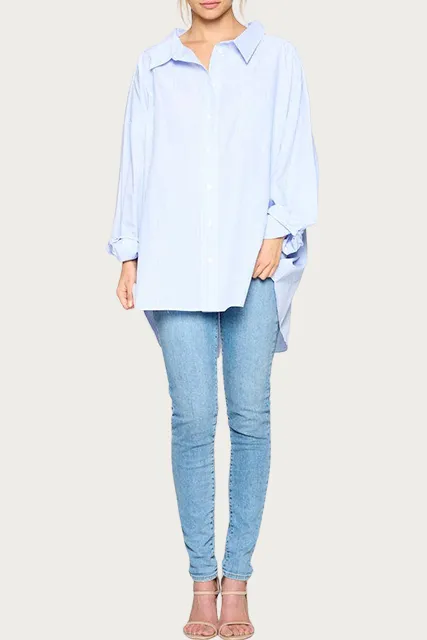 STRIPED BOYFRIEND COTTON-POPLIN SHIRT