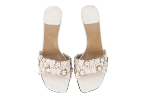 STUART WEITZMAN SANDAL BEIGE FLORAL SIZE 38.5
