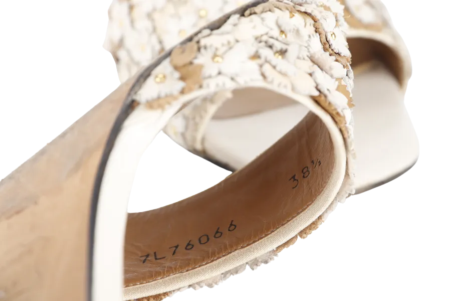 STUART WEITZMAN SANDAL BEIGE FLORAL SIZE 38.5