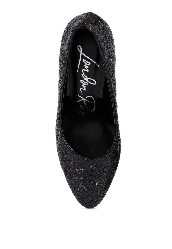 Sugar Plum Glitter Conical Heel Pumps