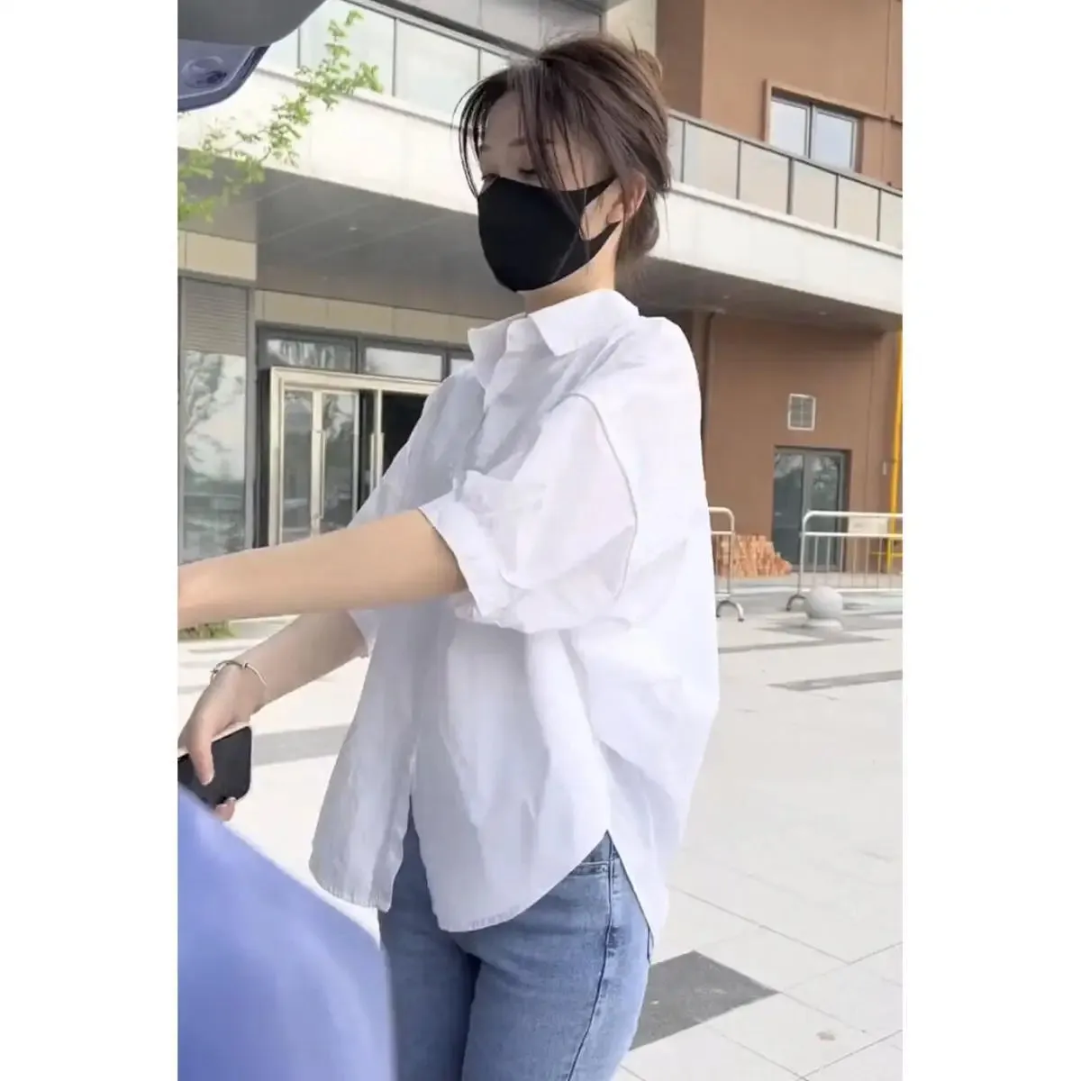 Summer Cotton Mid-Sleeve Irregular Loose Blouse for Women