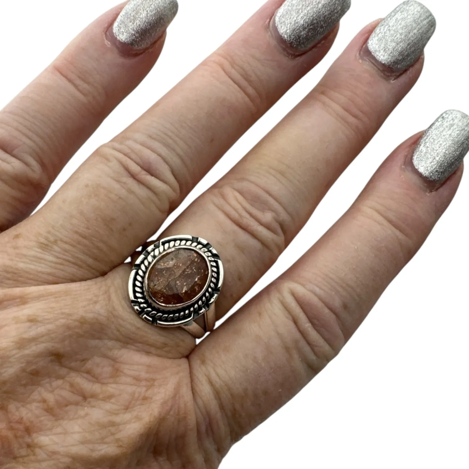 Sunstone Solid 925 Sterling Silver Ring