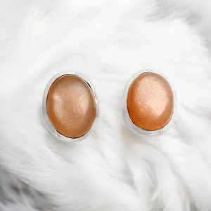 Sunstone Solid 925 Sterling Silver stud Earrings