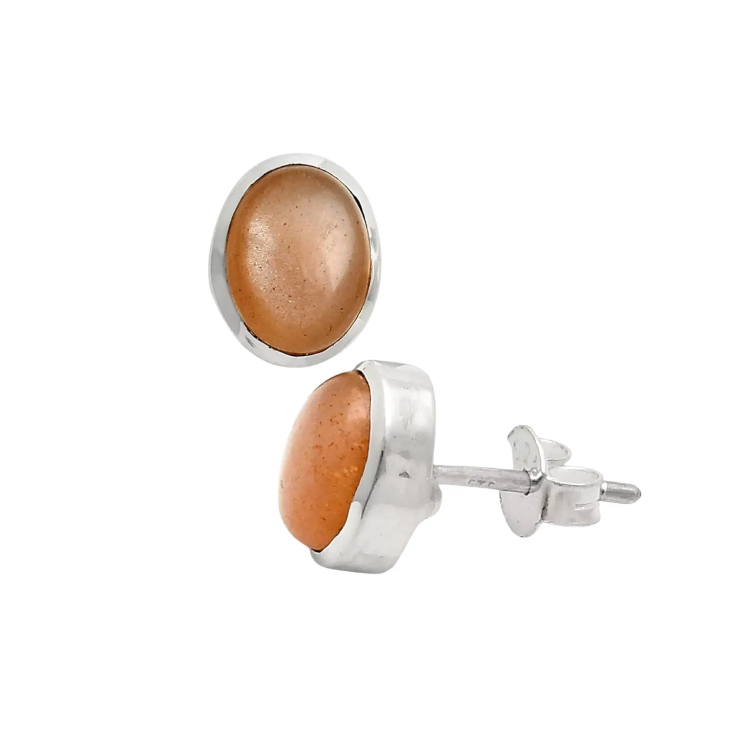 Sunstone Solid 925 Sterling Silver stud Earrings